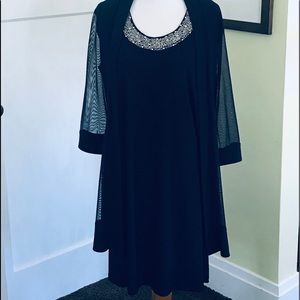 Navy Dress with sheer cover up